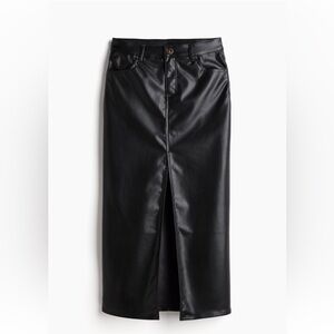 Faux leather midi skirt